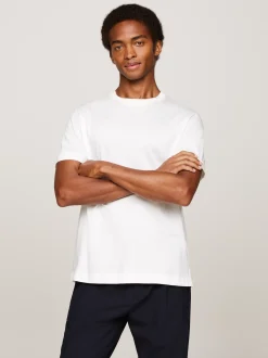T-Shirty*Tommy Hilfiger T-shirt Z Merceryzowanej Bawełny Z Flagą ECRU