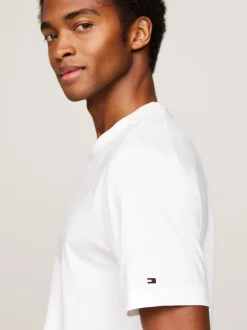 T-Shirty*Tommy Hilfiger T-shirt Z Merceryzowanej Bawełny Z Flagą ECRU
