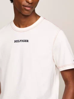 T-Shirty*Tommy Hilfiger T-shirt Z Monotypowym Logo Hilfiger ANCIENT WHITE