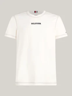 T-Shirty*Tommy Hilfiger T-shirt Z Monotypowym Logo Hilfiger ANCIENT WHITE