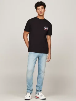 T-Shirty*Tommy Hilfiger T-shirt Z Napisem I Grafiką Z Tyłu BLACK