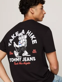 T-Shirty*Tommy Hilfiger T-shirt Z Napisem I Grafiką Z Tyłu BLACK