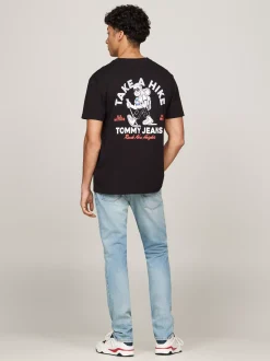 T-Shirty*Tommy Hilfiger T-shirt Z Napisem I Grafiką Z Tyłu BLACK