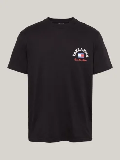 T-Shirty*Tommy Hilfiger T-shirt Z Napisem I Grafiką Z Tyłu BLACK