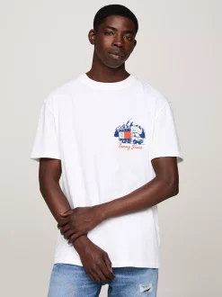 T-Shirty*Tommy Hilfiger T-shirt Z Napisem I Grafiką Z Tyłu WHITE