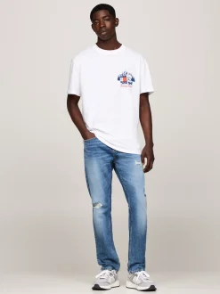 T-Shirty*Tommy Hilfiger T-shirt Z Napisem I Grafiką Z Tyłu WHITE