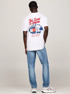 T-Shirty*Tommy Hilfiger T-shirt Z Napisem I Grafiką Z Tyłu WHITE