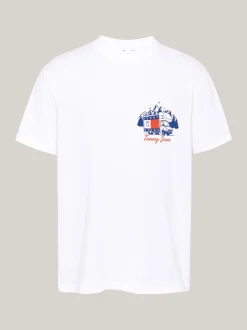 T-Shirty*Tommy Hilfiger T-shirt Z Napisem I Grafiką Z Tyłu WHITE