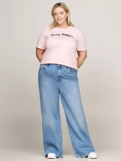 T-Shirty*Tommy Hilfiger T-shirt Z Napisem Z Kolekcji Curve DELICATE PINK
