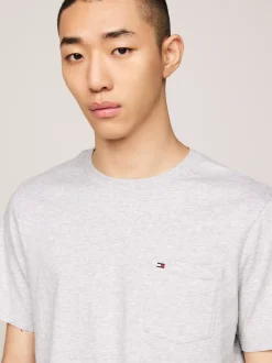 T-Shirty*Tommy Hilfiger T-shirt Z Naszywaną Kieszenią LIGHT GREY HEATHER