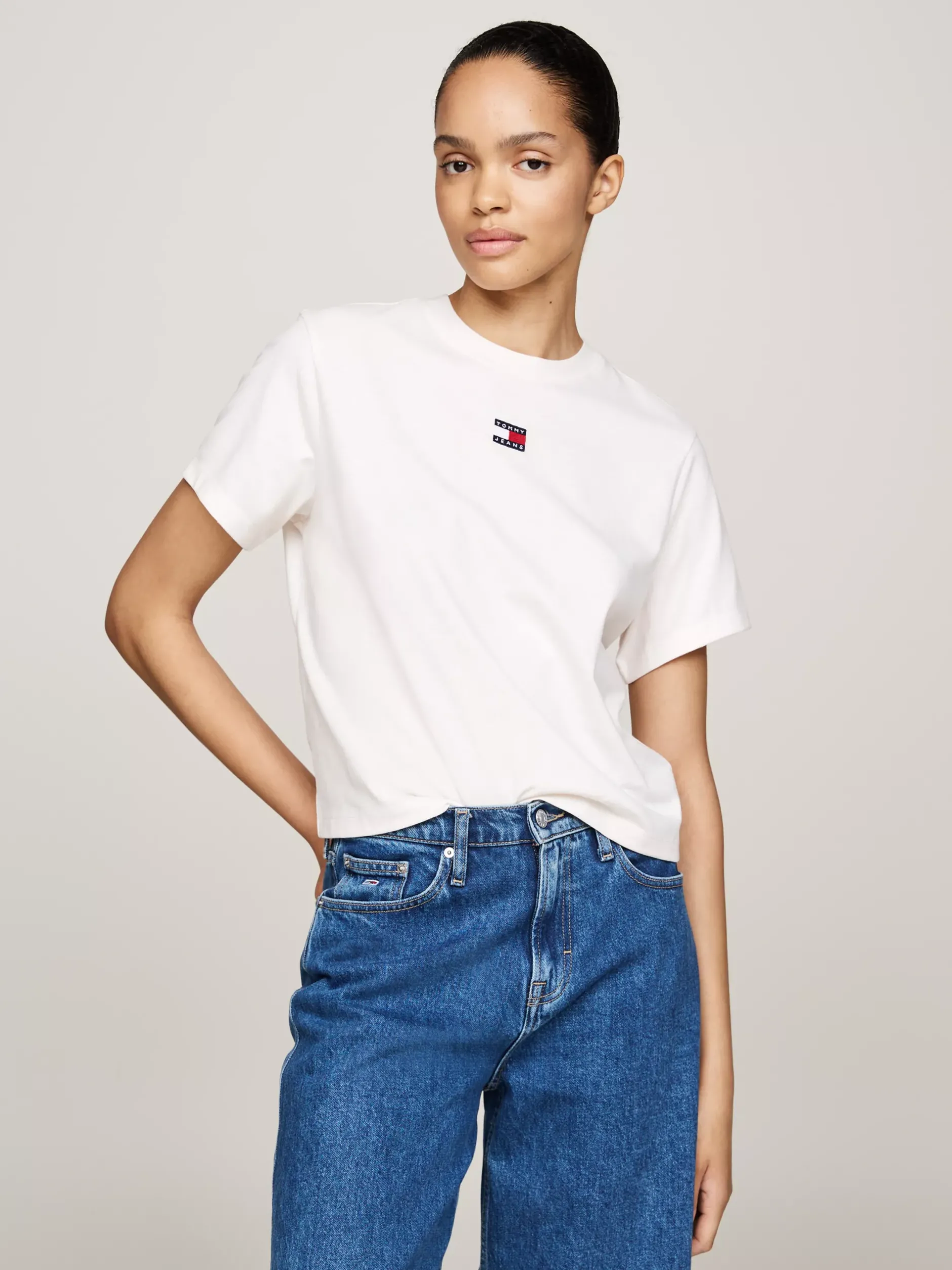 T-Shirty*Tommy Hilfiger T-shirt Z Okrągłym Dekoltem ANCIENT WHITE