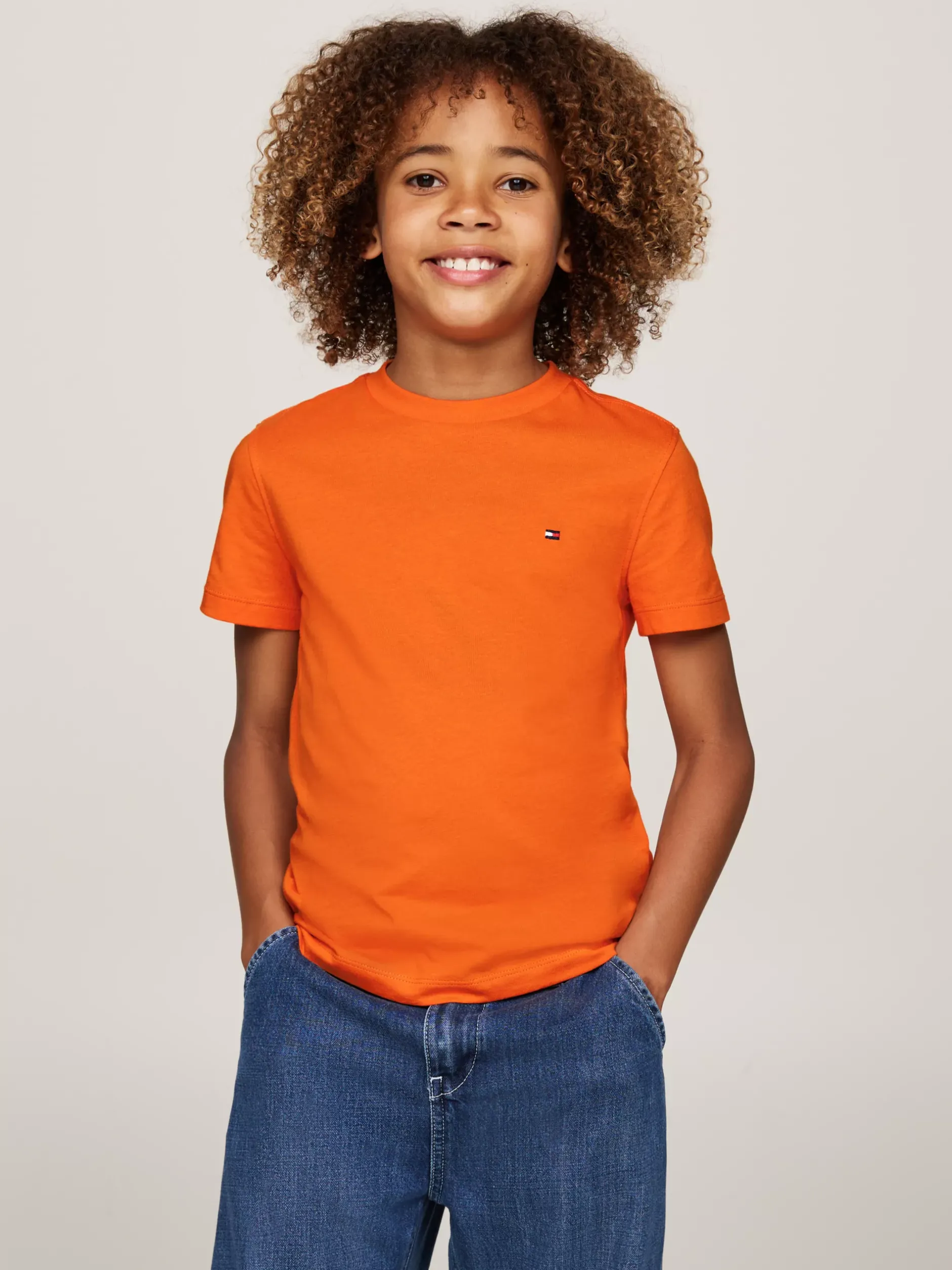 T-Shirty I Koszulki Polo*Tommy Hilfiger T-shirt Z Okrągłym Dekoltem ORANGE THUNDER
