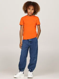 T-Shirty I Koszulki Polo*Tommy Hilfiger T-shirt Z Okrągłym Dekoltem ORANGE THUNDER