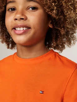 T-Shirty I Koszulki Polo*Tommy Hilfiger T-shirt Z Okrągłym Dekoltem ORANGE THUNDER