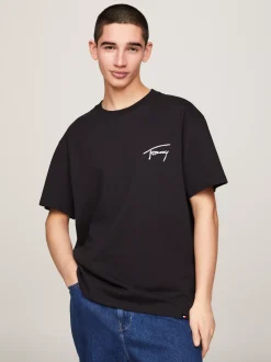 T-Shirty*Tommy Hilfiger T-shirt Z Okrągłym Dekoltem Z Logo BLACK