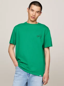 T-Shirty*Tommy Hilfiger T-shirt Z Okrągłym Dekoltem Z Logo GREEN MALACHITE