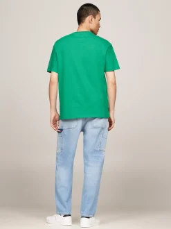 T-Shirty*Tommy Hilfiger T-shirt Z Okrągłym Dekoltem Z Logo GREEN MALACHITE
