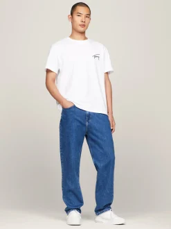 T-Shirty*Tommy Hilfiger T-shirt Z Okrągłym Dekoltem Z Logo WHITE