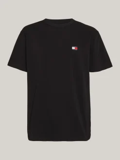 T-Shirty*Tommy Hilfiger T-shirt Z Okrągłym Dekoltem I Naszywką Tommy BLACK