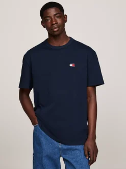 T-Shirty*Tommy Hilfiger T-shirt Z Okrągłym Dekoltem I Naszywką Tommy DARK NIGHT NAVY