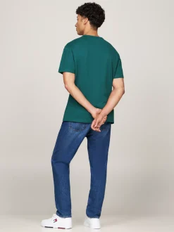 T-Shirty*Tommy Hilfiger T-shirt Z Okrągłym Dekoltem I Naszywką Tommy DEEP SEAWATER