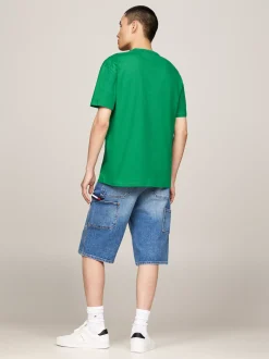 T-Shirty*Tommy Hilfiger T-shirt Z Okrągłym Dekoltem I Naszywką Tommy GREEN MALACHITE