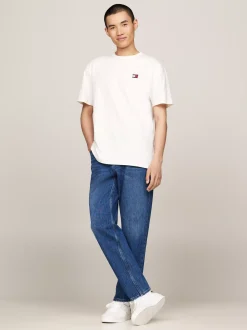T-Shirty*Tommy Hilfiger T-shirt Z Okrągłym Dekoltem I Naszywką Tommy ANCIENT WHITE