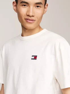 T-Shirty*Tommy Hilfiger T-shirt Z Okrągłym Dekoltem I Naszywką Tommy ANCIENT WHITE