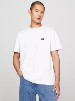 T-Shirty*Tommy Hilfiger T-shirt Z Okrągłym Dekoltem I Naszywką Tommy WHITE