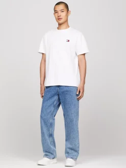 T-Shirty*Tommy Hilfiger T-shirt Z Okrągłym Dekoltem I Naszywką Tommy WHITE