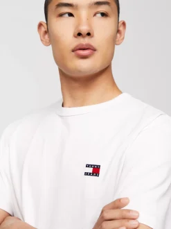 T-Shirty*Tommy Hilfiger T-shirt Z Okrągłym Dekoltem I Naszywką Tommy WHITE