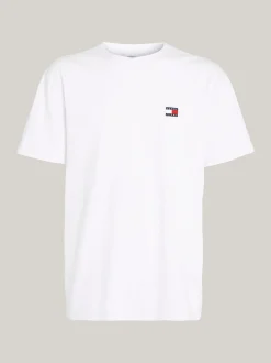 T-Shirty*Tommy Hilfiger T-shirt Z Okrągłym Dekoltem I Naszywką Tommy WHITE