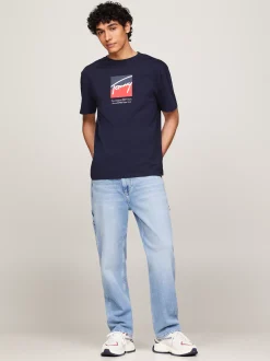 T-Shirty*Tommy Hilfiger T-shirt Z Okrągłym Dekoltem Z Logo DARK NIGHT NAVY