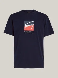 T-Shirty*Tommy Hilfiger T-shirt Z Okrągłym Dekoltem Z Logo DARK NIGHT NAVY