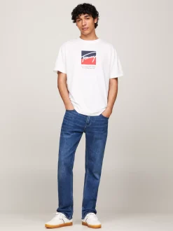 T-Shirty*Tommy Hilfiger T-shirt Z Okrągłym Dekoltem Z Logo WHITE