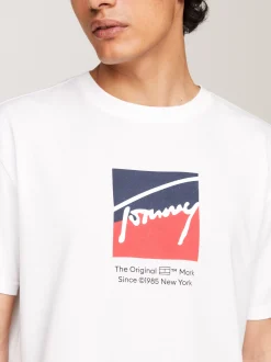 T-Shirty*Tommy Hilfiger T-shirt Z Okrągłym Dekoltem Z Logo WHITE