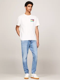 T-Shirty*Tommy Hilfiger T-shirt Z Okrągłym Dekoltem I Logo Z Tyłu ANCIENT WHITE