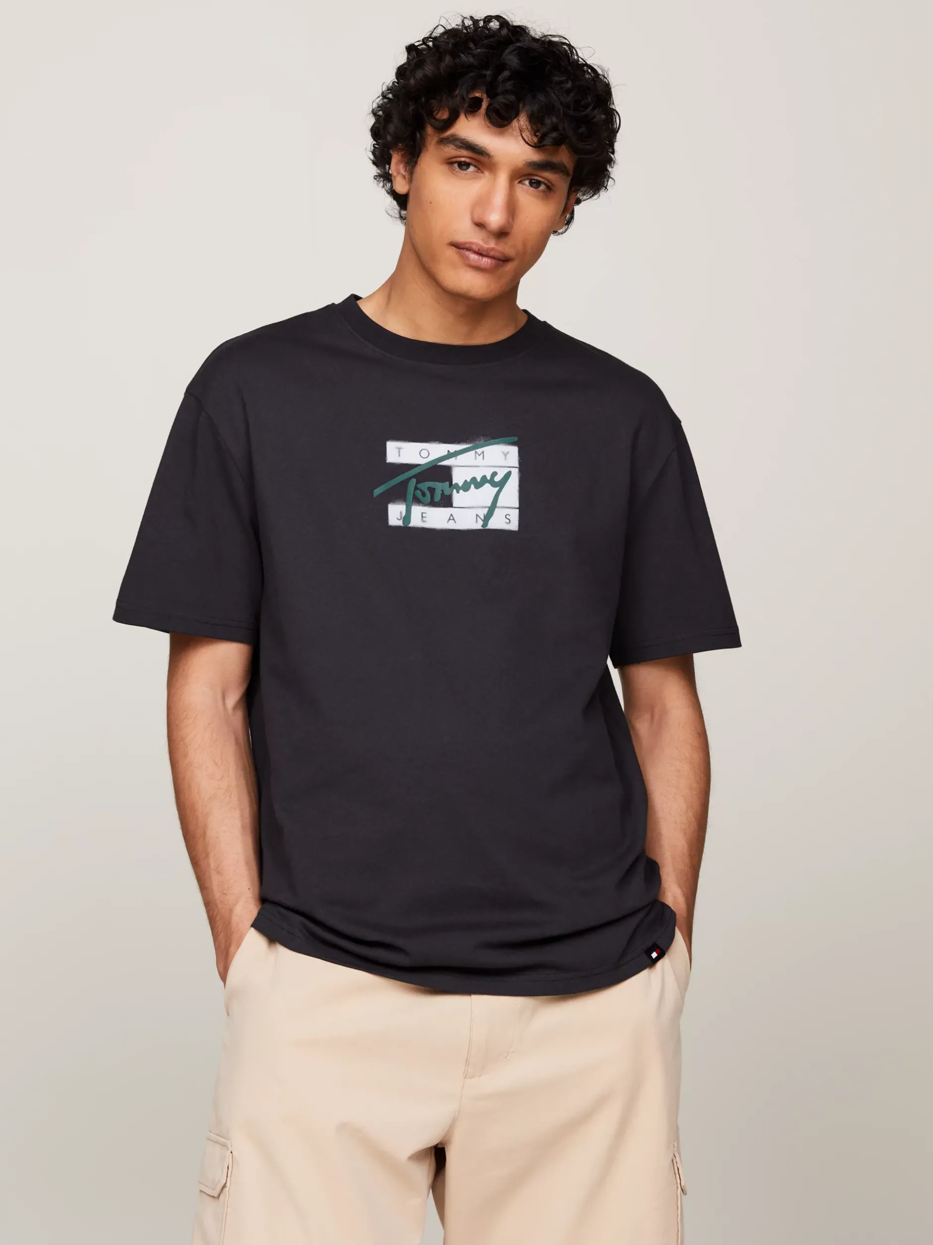 T-Shirty*Tommy Hilfiger T-shirt Z Okrągłym Dekoltem I Logo BLACK