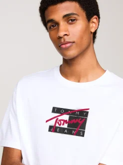 T-Shirty*Tommy Hilfiger T-shirt Z Okrągłym Dekoltem I Logo WHITE
