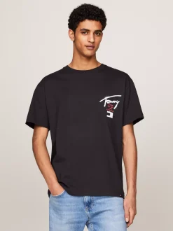 T-Shirty*Tommy Hilfiger T-shirt Z Okrągłym Dekoltem I Logo Z Tyłu BLACK