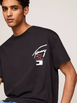 T-Shirty*Tommy Hilfiger T-shirt Z Okrągłym Dekoltem I Logo Z Tyłu BLACK