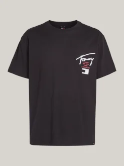 T-Shirty*Tommy Hilfiger T-shirt Z Okrągłym Dekoltem I Logo Z Tyłu BLACK