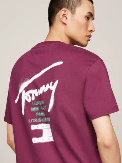 T-Shirty*Tommy Hilfiger T-shirt Z Okrągłym Dekoltem I Logo Z Tyłu VALLEY GRAPE