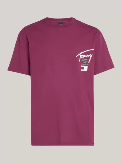 T-Shirty*Tommy Hilfiger T-shirt Z Okrągłym Dekoltem I Logo Z Tyłu VALLEY GRAPE