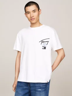 T-Shirty*Tommy Hilfiger T-shirt Z Okrągłym Dekoltem I Logo Z Tyłu WHITE
