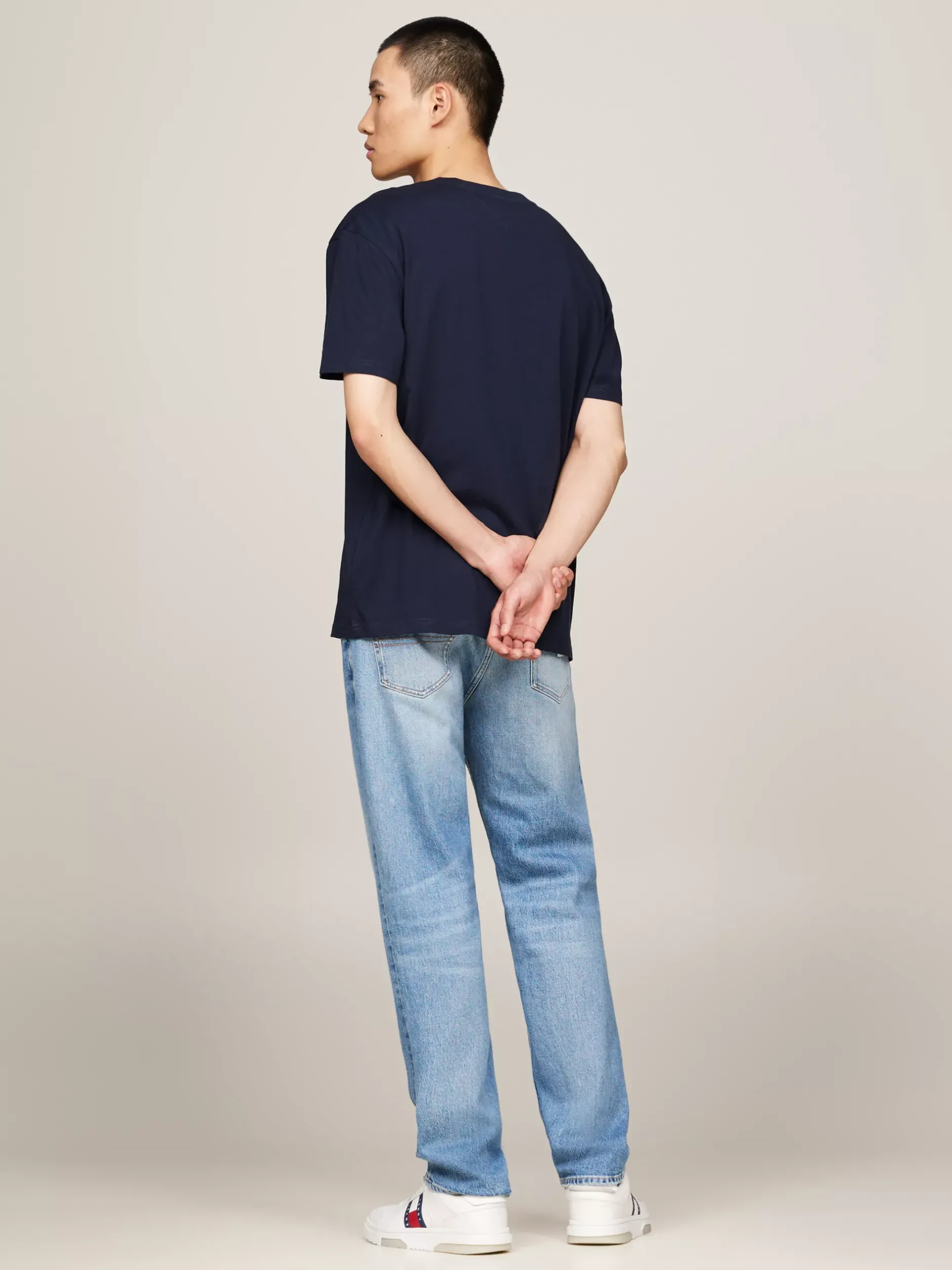 T-Shirty*Tommy Hilfiger T-shirt Z Okrągłym Dekoltem I Logo Z Flagą DARK NIGHT NAVY