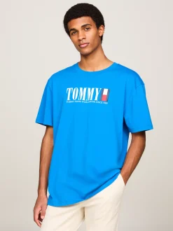 T-Shirty*Tommy Hilfiger T-shirt Z Okrągłym Dekoltem I Logo Z Flagą COASTAL COBALT