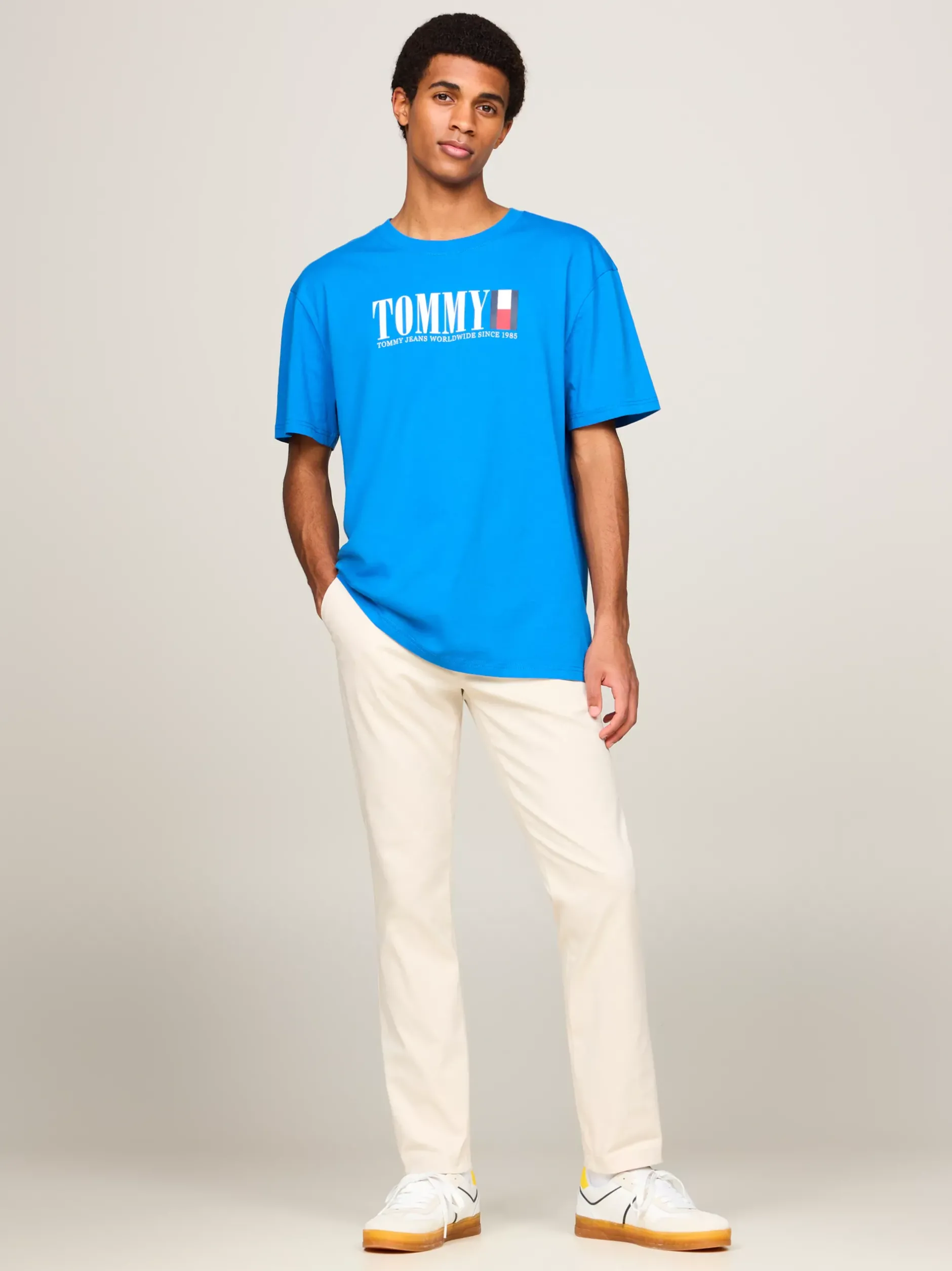 T-Shirty*Tommy Hilfiger T-shirt Z Okrągłym Dekoltem I Logo Z Flagą COASTAL COBALT