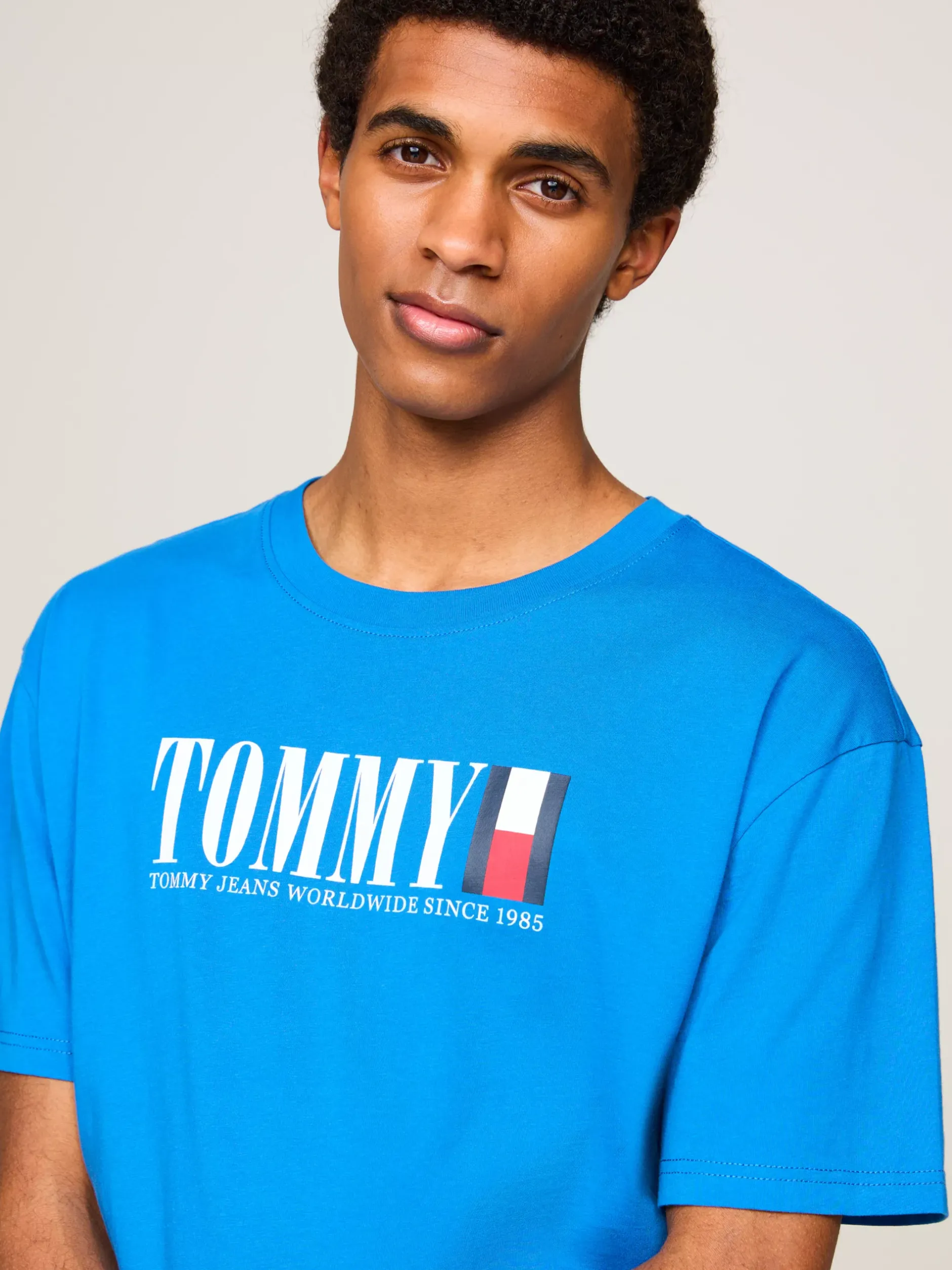 T-Shirty*Tommy Hilfiger T-shirt Z Okrągłym Dekoltem I Logo Z Flagą COASTAL COBALT