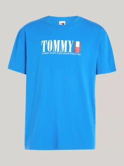T-Shirty*Tommy Hilfiger T-shirt Z Okrągłym Dekoltem I Logo Z Flagą COASTAL COBALT